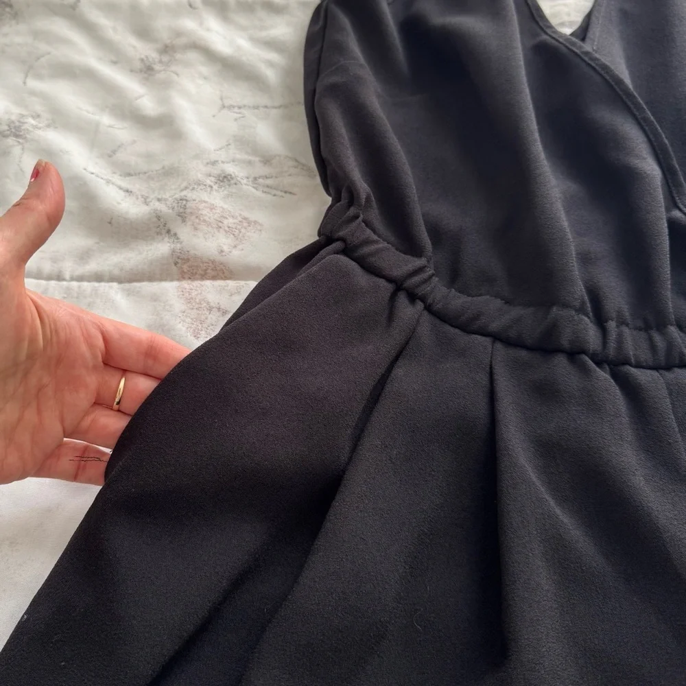 H&M Conscious Black wide leg spaghetti straps jumpsuit with pockets, size 4